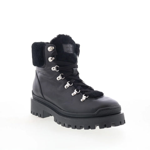 Aquatalia Coralie TW5CRLA24 Womens Black Leather Lace Up Ankle & Booties Boots