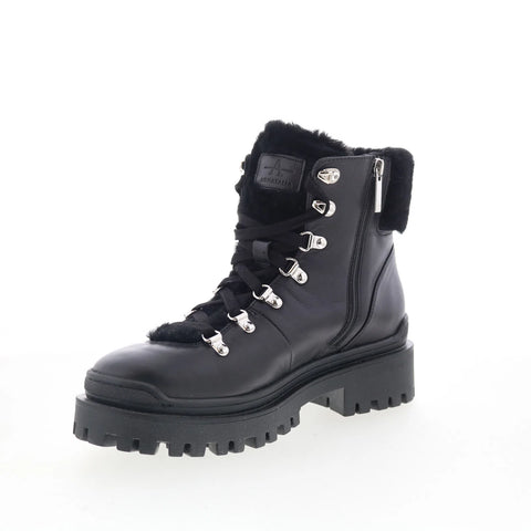 Aquatalia Coralie TW5CRLA24 Womens Black Leather Lace Up Ankle & Booties Boots