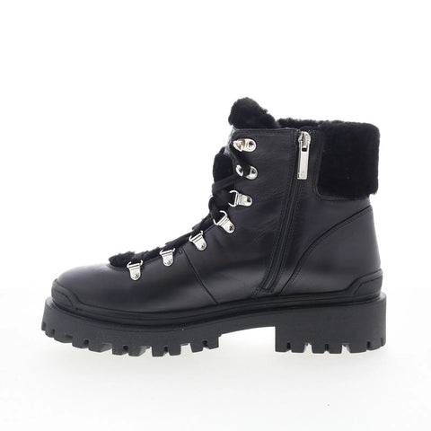 Aquatalia Coralie TW5CRLA24 Womens Black Leather Lace Up Ankle & Booties Boots