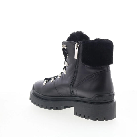Aquatalia Coralie TW5CRLA24 Womens Black Leather Lace Up Ankle & Booties Boots