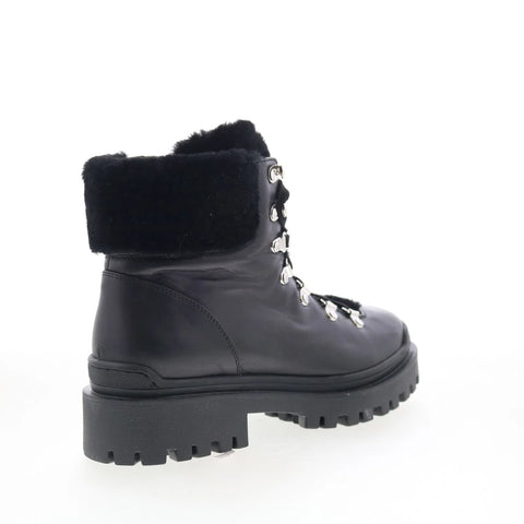 Aquatalia Coralie TW5CRLA24 Womens Black Leather Lace Up Ankle & Booties Boots