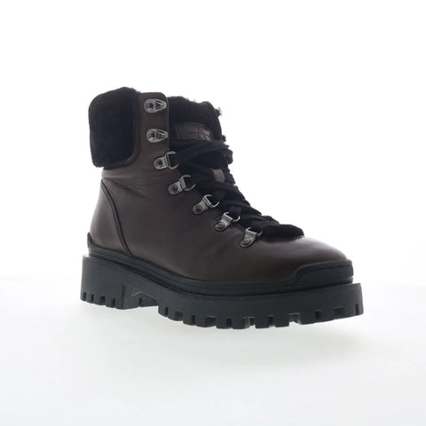 Aquatalia Coralie TW5CRLC17 Womens Brown Leather Lace Up Ankle & Booties Boots