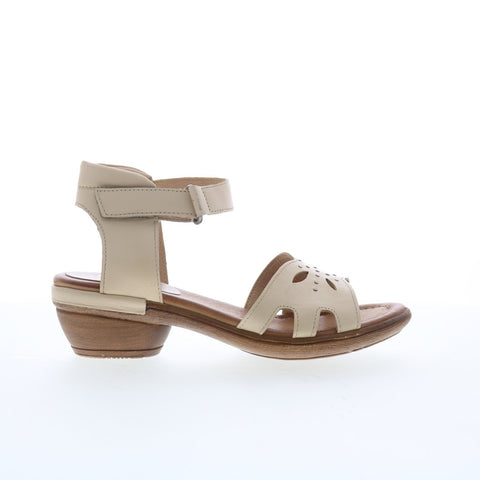 Miz Mooz Corelia Womens Beige Leather Strap Heeled Sandals Shoes