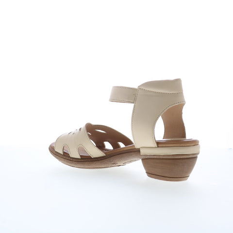 Miz Mooz Corelia Womens Beige Leather Strap Heeled Sandals Shoes