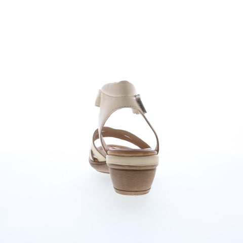 Miz Mooz Corelia Womens Beige Leather Strap Heeled Sandals Shoes