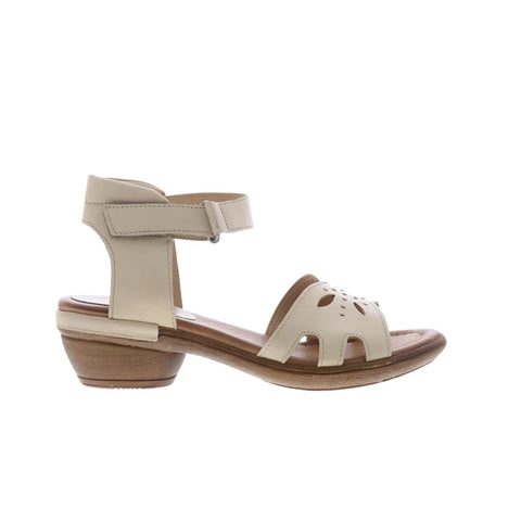 Miz Mooz Corelia Womens Beige Leather Strap Heeled Sandals Shoes