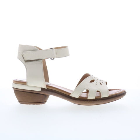 Miz Mooz Corelia Womens Beige Leather Strap Heeled Sandals Shoes