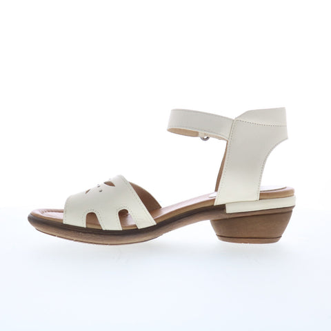 Miz Mooz Corelia Womens Beige Leather Strap Heeled Sandals Shoes