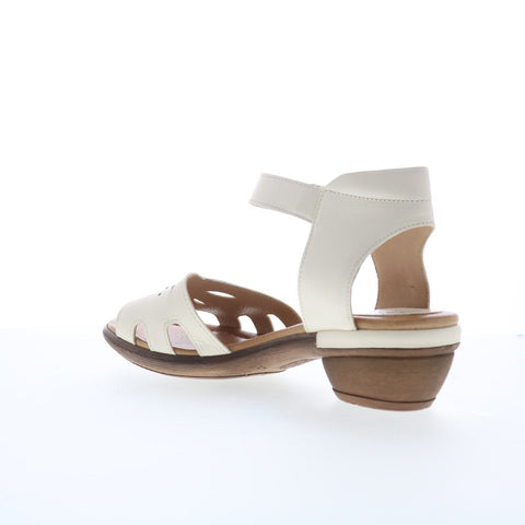 Miz Mooz Corelia Womens Beige Leather Strap Heeled Sandals Shoes