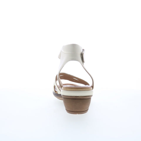 Miz Mooz Corelia Womens Beige Leather Strap Heeled Sandals Shoes