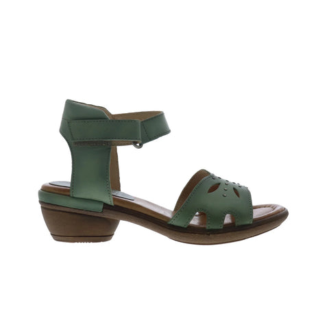 Miz Mooz Corelia Womens Green Leather Strap Heeled Sandals Shoes