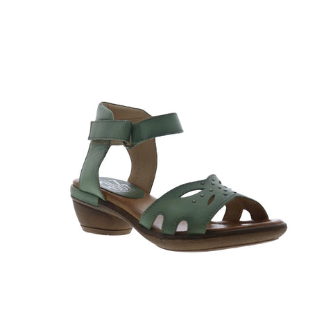 Miz Mooz Corelia Womens Green Leather Strap Heeled Sandals Shoes