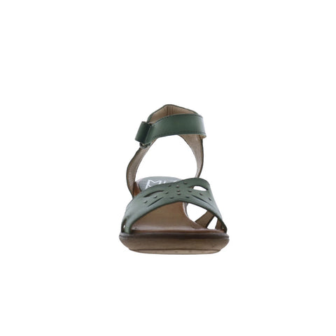 Miz Mooz Corelia Womens Green Leather Strap Heeled Sandals Shoes