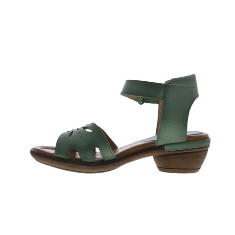 Miz Mooz Corelia Womens Green Leather Strap Heeled Sandals Shoes