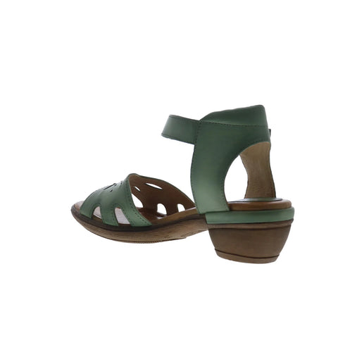 Miz Mooz Corelia Womens Green Leather Strap Heeled Sandals Shoes