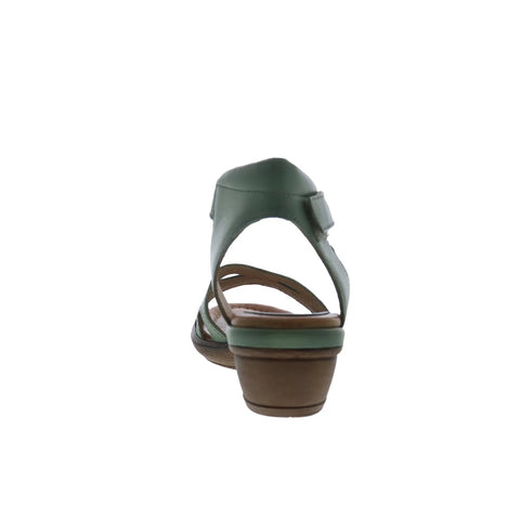 Miz Mooz Corelia Womens Green Leather Strap Heeled Sandals Shoes