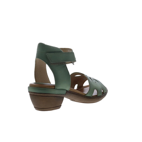 Miz Mooz Corelia Womens Green Leather Strap Heeled Sandals Shoes