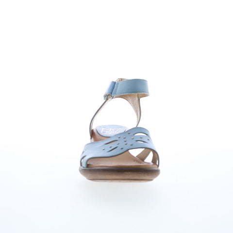 Miz Mooz Corelia Womens Blue Leather Strap Heeled Sandals Shoes
