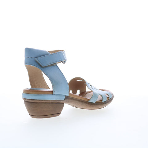 Miz Mooz Corelia Womens Blue Leather Strap Heeled Sandals Shoes