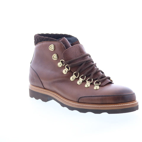 Di Bianco Cortina Calf Mens Brown Leather Lace Up Casual Dress Boots