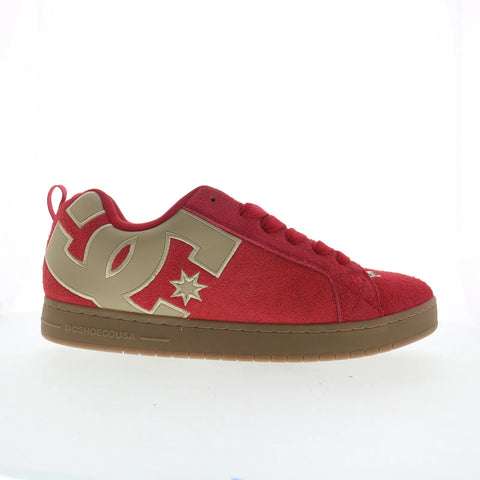 DC Court Graffik SE Mens Red Suede Skate Inspired Sneakers Shoes