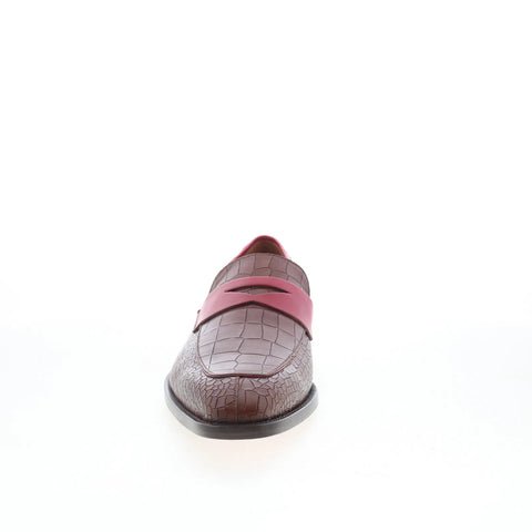 Mezlan Crcodile Print 21081 Mens Brown Leather Loafers & Slip Ons Penny Shoes