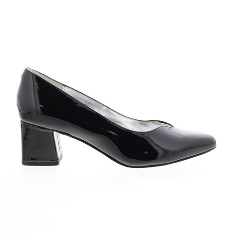David Tate Creative Womens Black Extra Wide Leather Slip On Block Heels Shoes