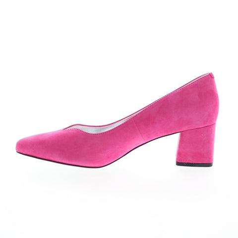 David Tate Creative Womens Pink Leather Slip On Block Heels Shoes