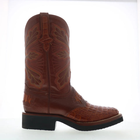 Ferrini Crepe Sole Roper Caiman Body Mens Brown Cowboy Western Boots
