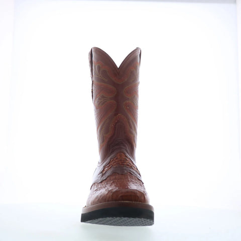 Ferrini Crepe Sole Roper Caiman Body Mens Brown Cowboy Western Boots