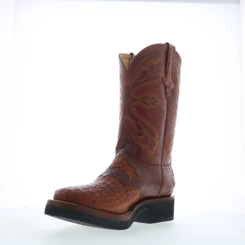 Ferrini Crepe Sole Roper Caiman Body Mens Brown Cowboy Western Boots