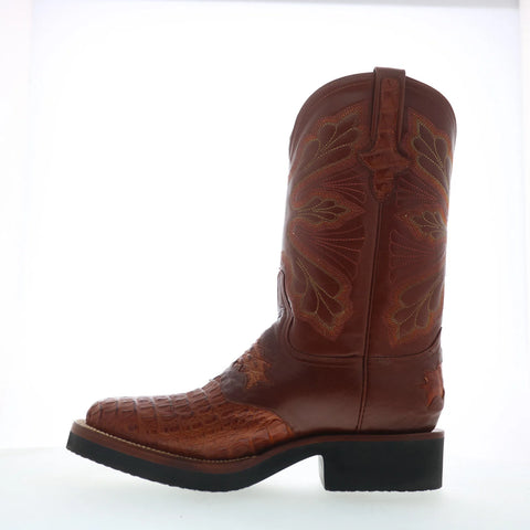 Ferrini Crepe Sole Roper Caiman Body Mens Brown Cowboy Western Boots