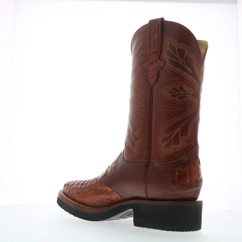 Ferrini Crepe Sole Roper Caiman Body Mens Brown Cowboy Western Boots