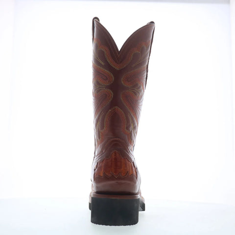 Ferrini Crepe Sole Roper Caiman Body Mens Brown Cowboy Western Boots