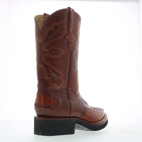 Ferrini Crepe Sole Roper Caiman Body Mens Brown Cowboy Western Boots