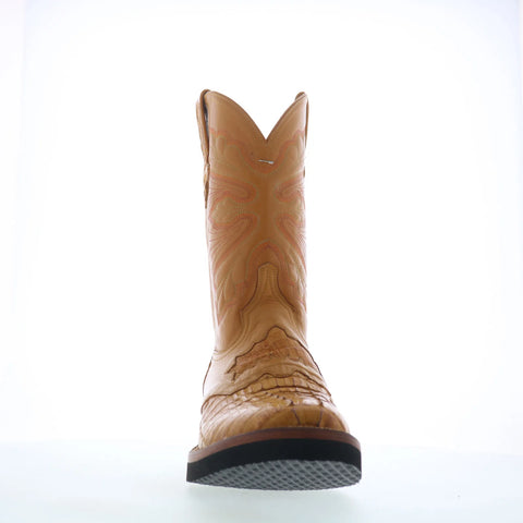 Ferrini Crepe Sole Roper Caiman Tail Mens Brown Wide Cowboy Western Boots
