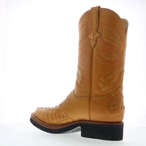 Ferrini Crepe Sole Roper Caiman Tail Mens Brown Wide Cowboy Western Boots