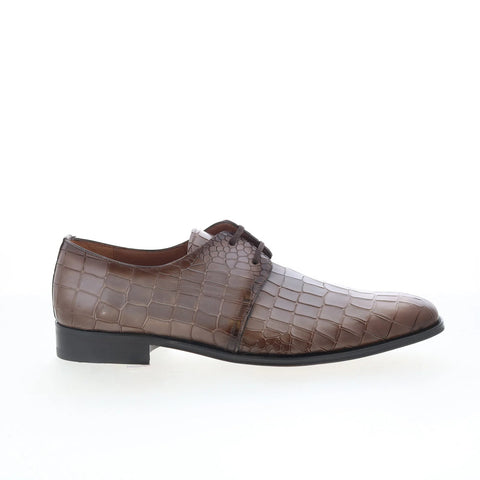 Mezlan Croc Embossed Derby 21161 Mens Gray Oxfords & Lace Ups Casual Shoes
