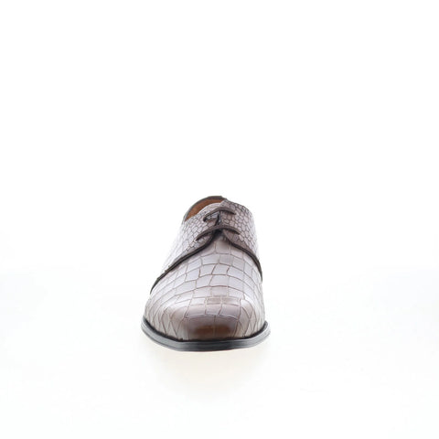 Mezlan Croc Embossed Derby 21161 Mens Gray Oxfords & Lace Ups Casual Shoes