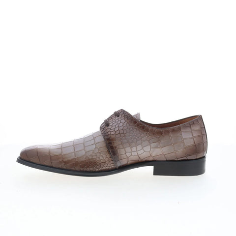 Mezlan Croc Embossed Derby 21161 Mens Gray Oxfords & Lace Ups Casual Shoes