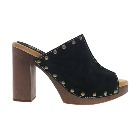 Sbicca Crowley PS113 Womens Black Suede Slip On Mule Sandals Shoes