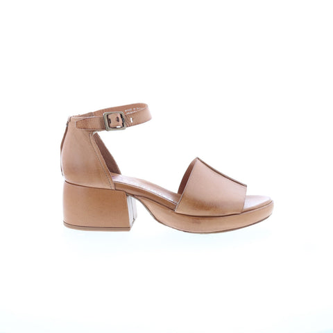 A.S. 98 Crue Womens Brown Leather Hook & Loop Heeled Sandals Shoes