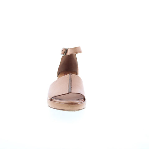 A.S. 98 Crue Womens Brown Leather Hook & Loop Heeled Sandals Shoes