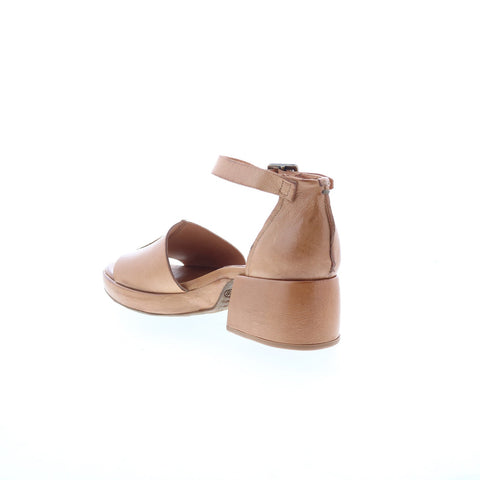 A.S. 98 Crue Womens Brown Leather Hook & Loop Heeled Sandals Shoes