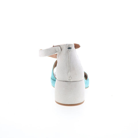 A.S. 98 Crue Womens Blue Leather Hook & Loop Heeled Sandals Shoes