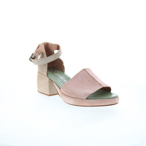 A.S. 98 Crue Womens Pink Leather Hook & Loop Heeled Sandals Shoes