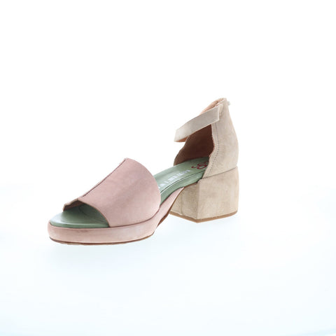 A.S. 98 Crue Womens Pink Leather Hook & Loop Heeled Sandals Shoes