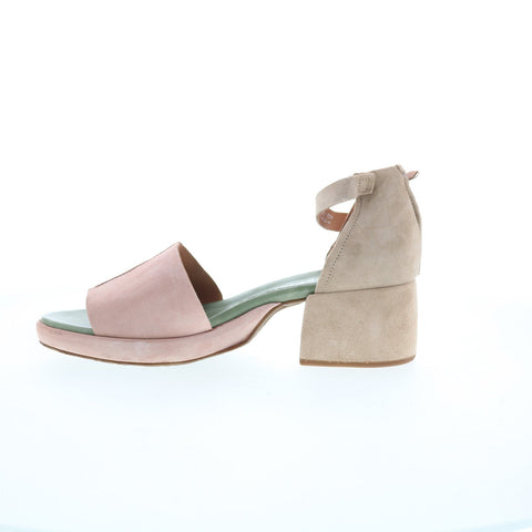 A.S. 98 Crue Womens Pink Leather Hook & Loop Heeled Sandals Shoes