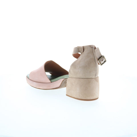 A.S. 98 Crue Womens Pink Leather Hook & Loop Heeled Sandals Shoes