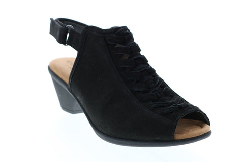 Comfortiva Finella CT0010701 Womens Black Wide Leather Heeled Sandals Shoes